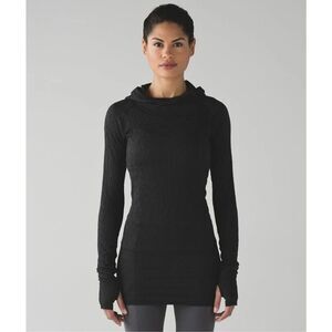 Lululemon Rest Less Pullover Hoodie Textured Black Thumbholes Women’s Size XS -4